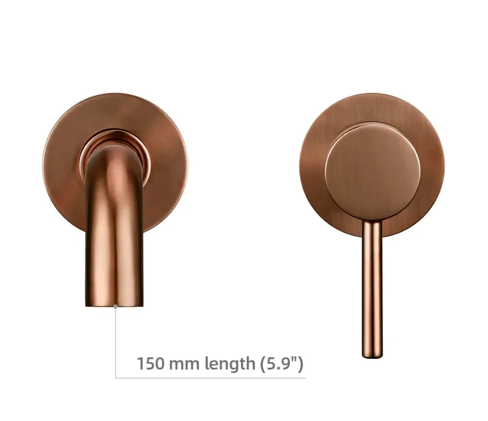 Bathroom Faucet Wall-Mounted Solid Brass Brushed Stainless