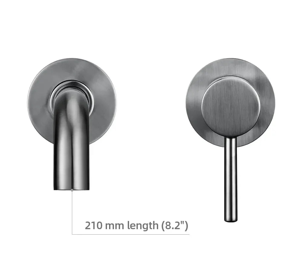 Bathroom Faucet Wall-Mounted Solid Brass Brushed Stainless