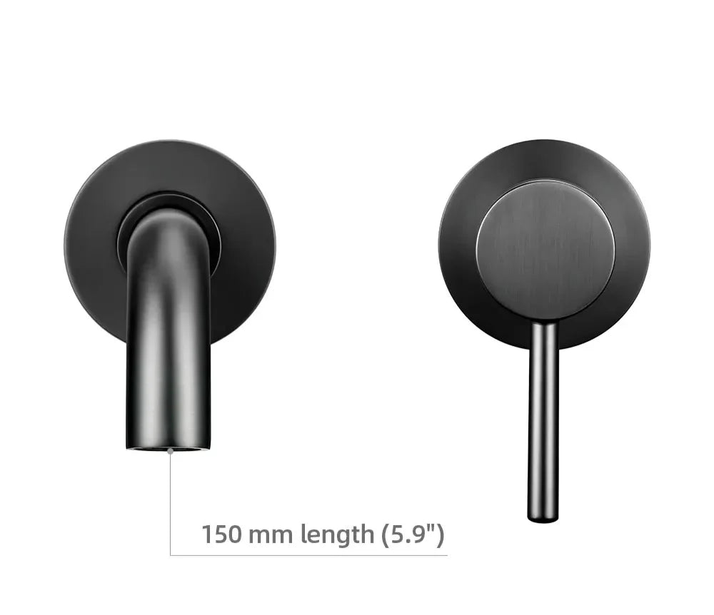 Bathroom Faucet Wall-Mounted Solid Brass Brushed Stainless