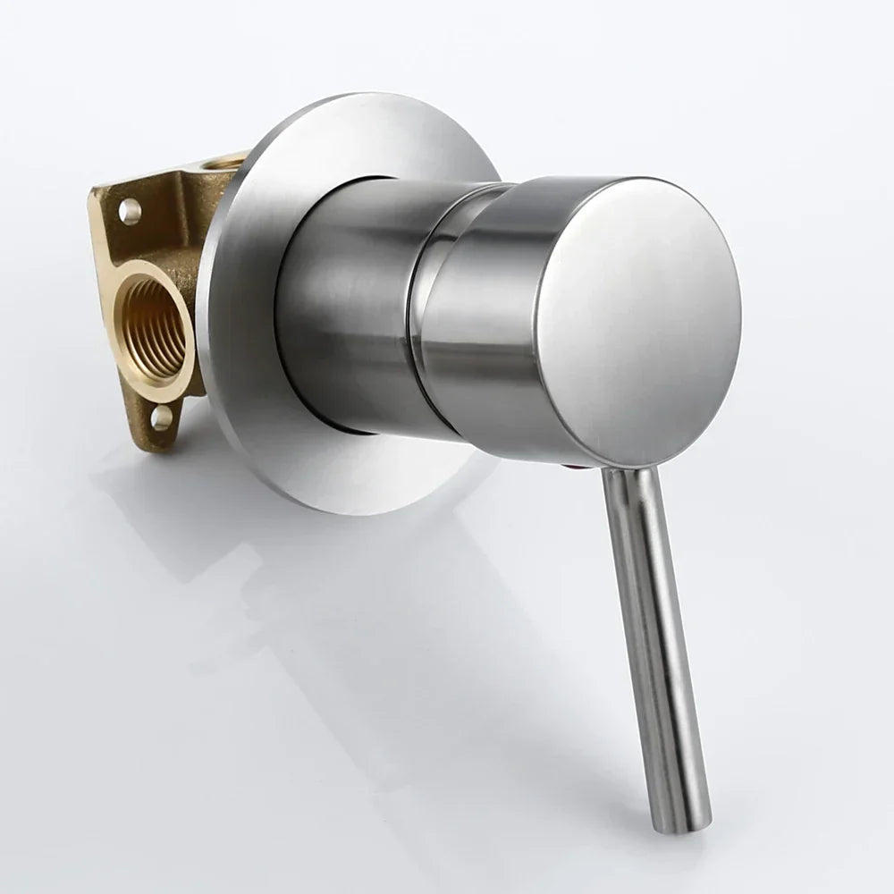 Bathroom Faucet Wall-Mounted Solid Brass Brushed Stainless