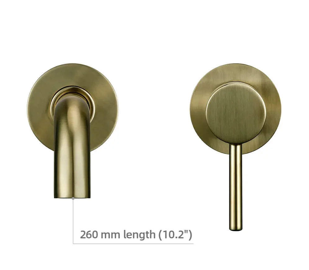 Bathroom Faucet Wall-Mounted Solid Brass Brushed Stainless