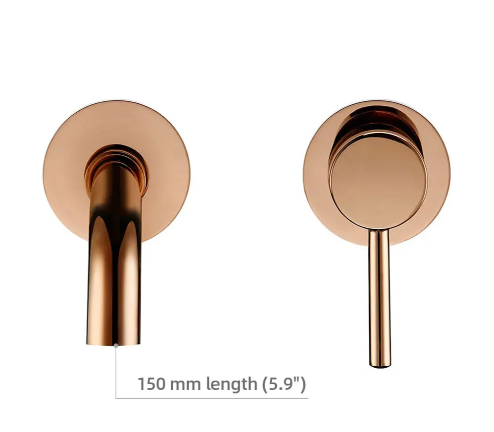 Bathroom Faucet Wall-Mounted Solid Brass Brushed Stainless