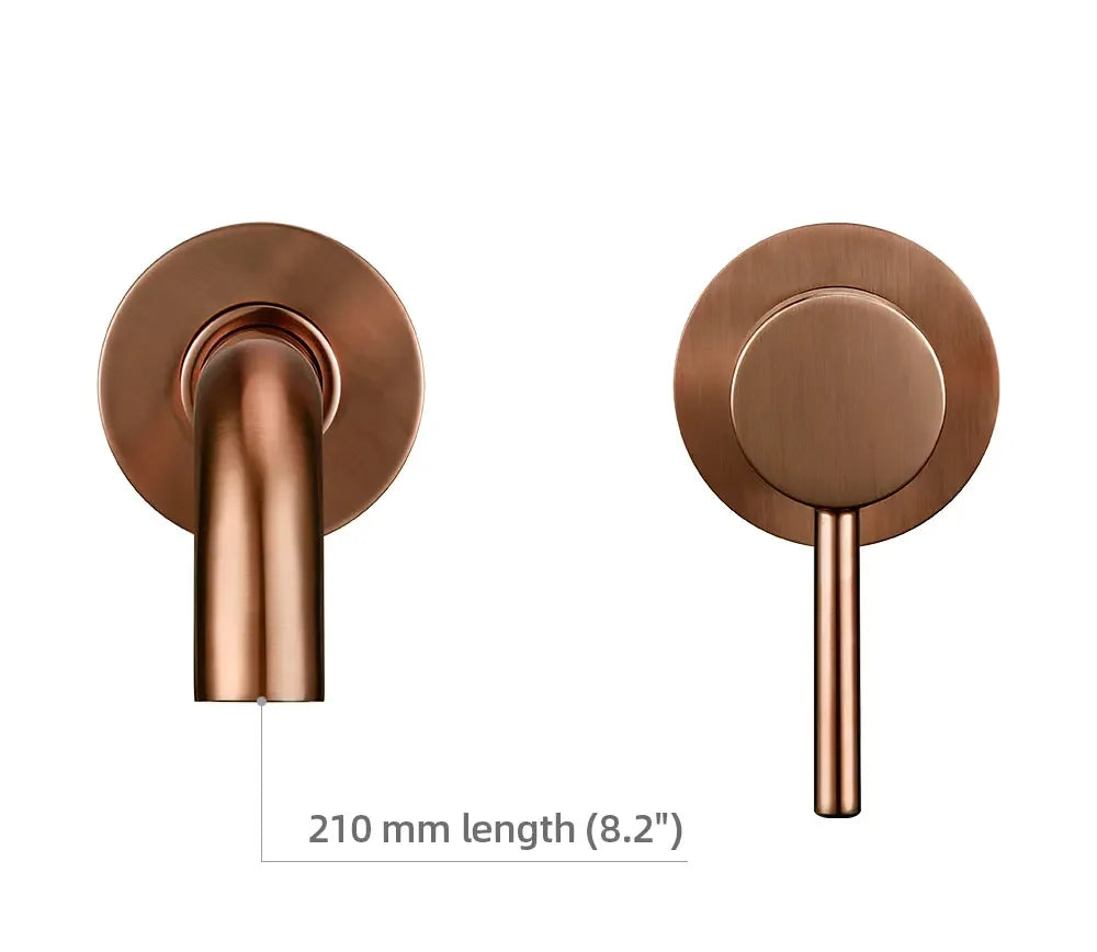 Bathroom Faucet Wall-Mounted Solid Brass Brushed Stainless