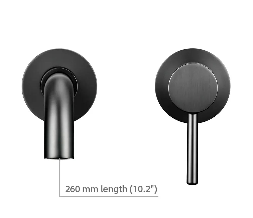 Bathroom Faucet Wall-Mounted Solid Brass Brushed Stainless