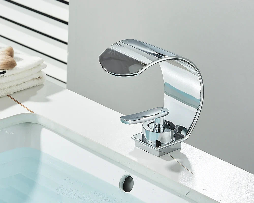 Bathroom Faucet Waterfall Brass Single Handle