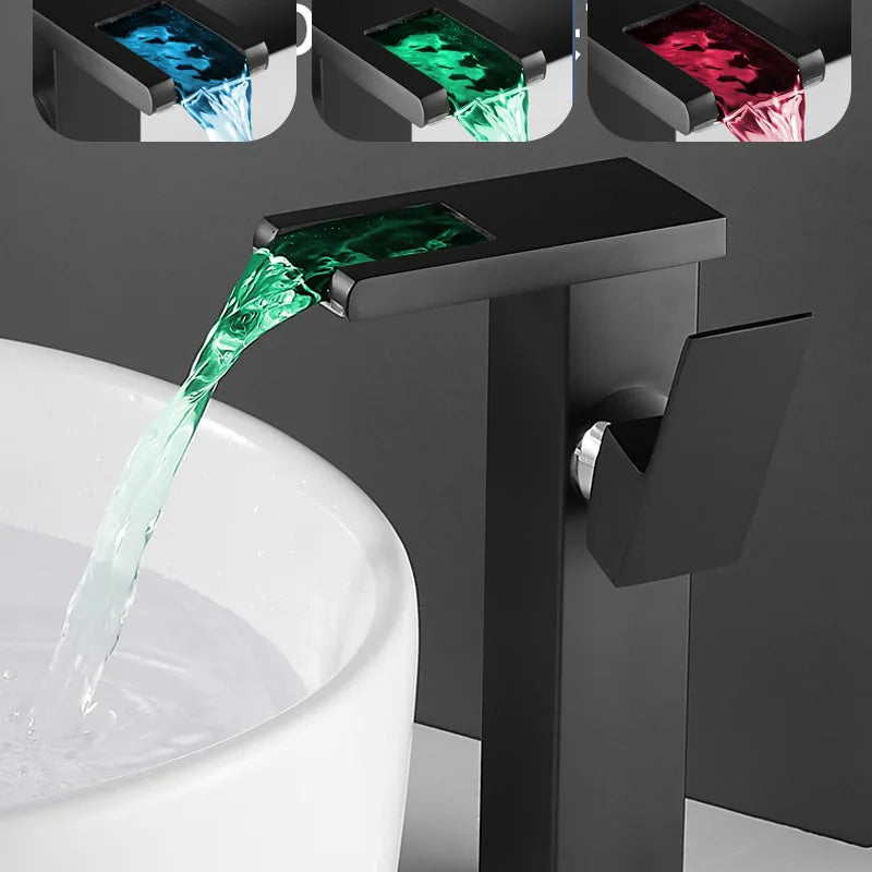 Bathroom Faucet Waterfall Wide Spout Deck Mount
