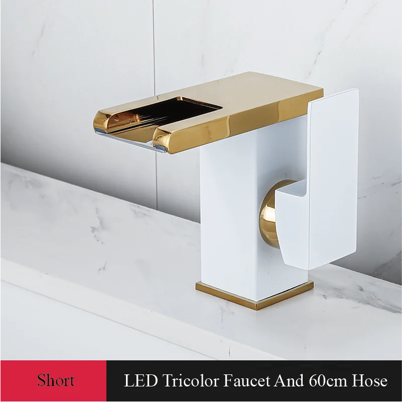 Bathroom Faucet Waterfall Wide Spout Deck Mount