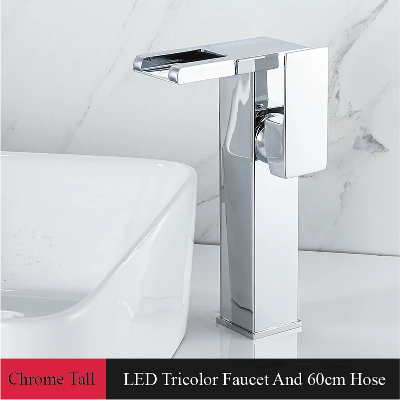 Bathroom Faucet Waterfall Wide Spout Deck Mount