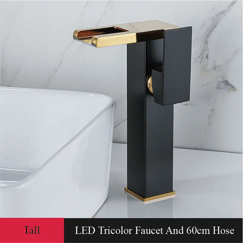 Bathroom Faucet Waterfall Wide Spout Deck Mount