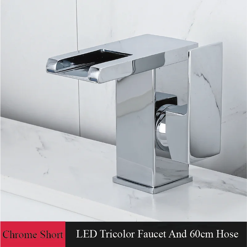 Bathroom Faucet Waterfall Wide Spout Deck Mount