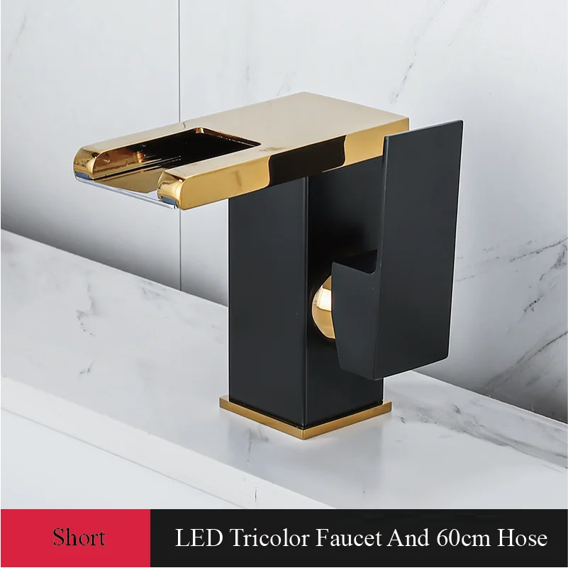 Bathroom Faucet Waterfall Wide Spout Deck Mount