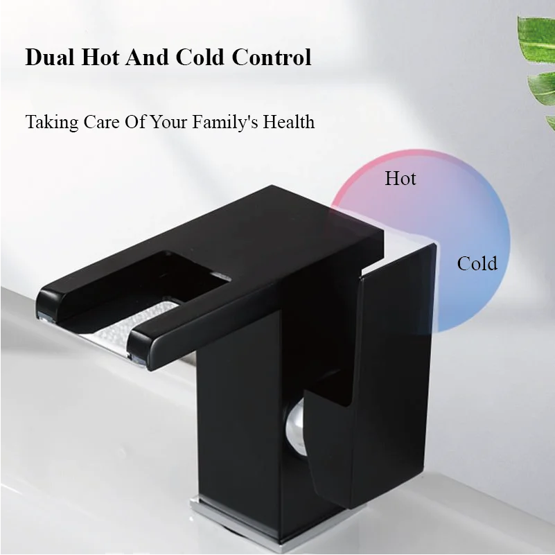 Bathroom Faucet Waterfall Wide Spout Deck Mount