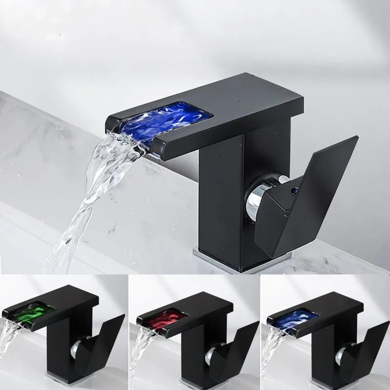 Bathroom Faucet Waterfall Wide Spout Deck Mount