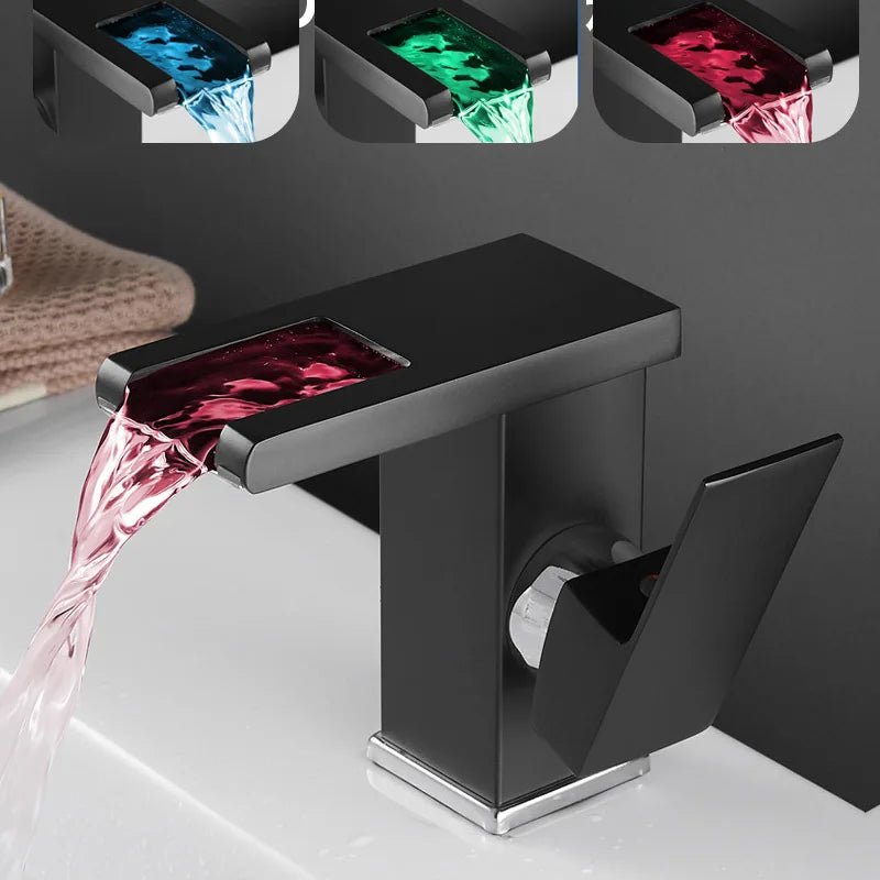 Bathroom Faucet Waterfall Wide Spout Deck Mount