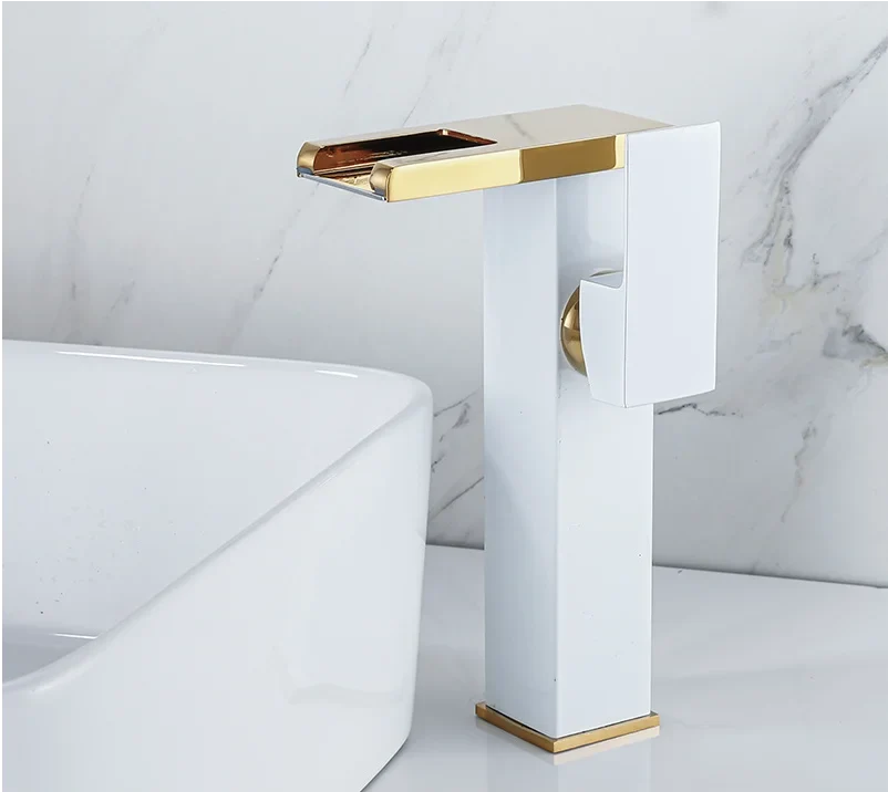 Bathroom Faucet Waterfall Wide Spout Deck Mount