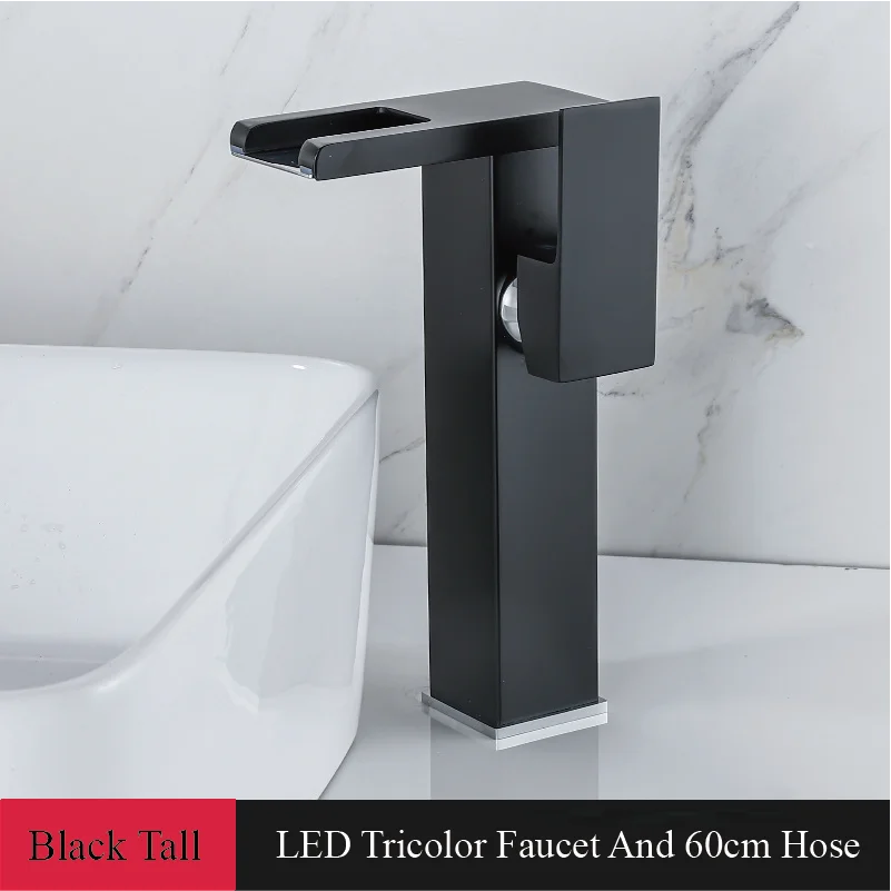 Bathroom Faucet Waterfall Wide Spout Deck Mount