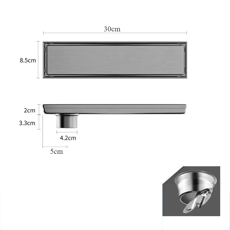 Bathroom Floor Drain Brushed 304 Stainless Steel Odor-Blocking Trap