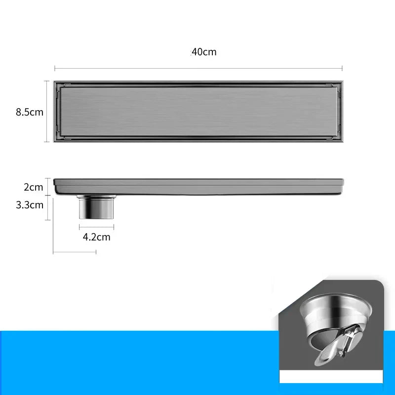Bathroom Floor Drain Brushed 304 Stainless Steel Odor-Blocking Trap