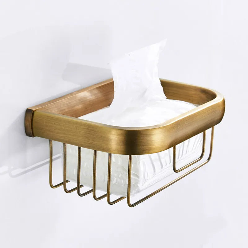 Bathroom Hardware Set Brushed Antique Brass Solid Copper-Based Metal
