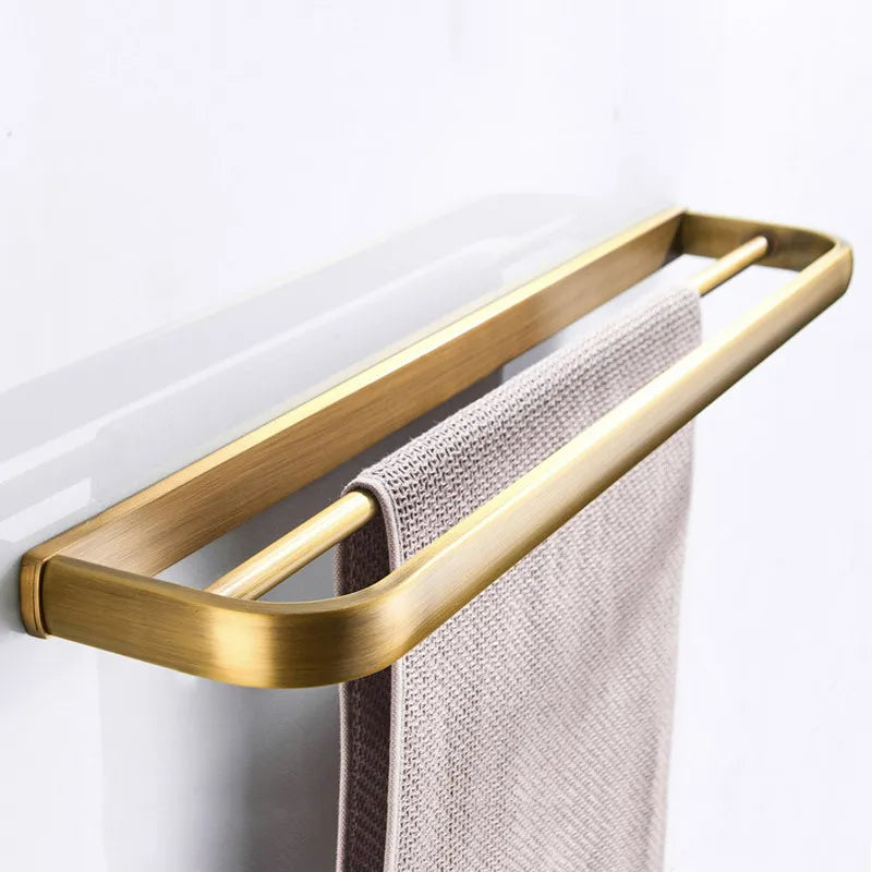 Bathroom Hardware Set Brushed Antique Brass Solid Copper-Based Metal
