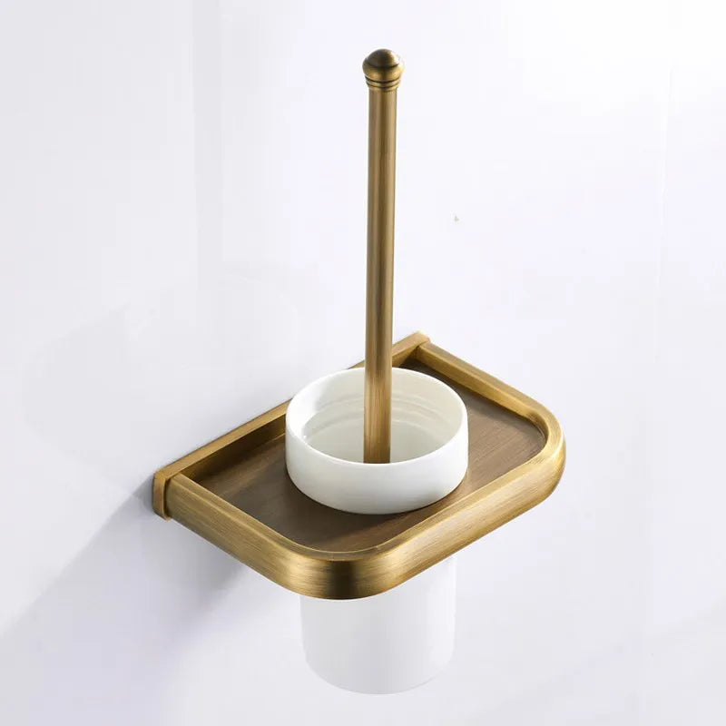Bathroom Hardware Set Brushed Antique Brass Solid Copper-Based Metal