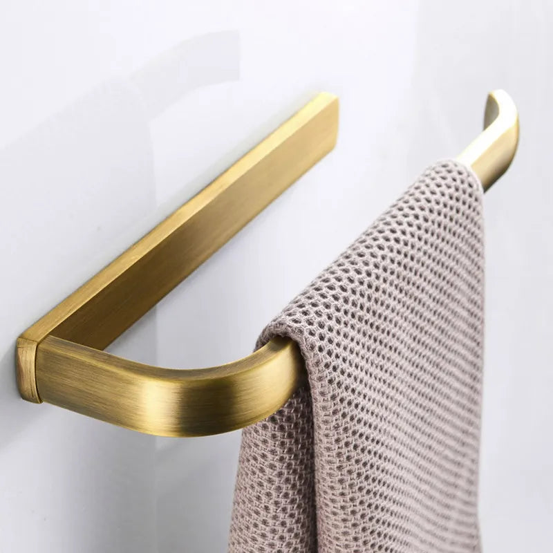 Bathroom Hardware Set Brushed Antique Brass Solid Copper-Based Metal