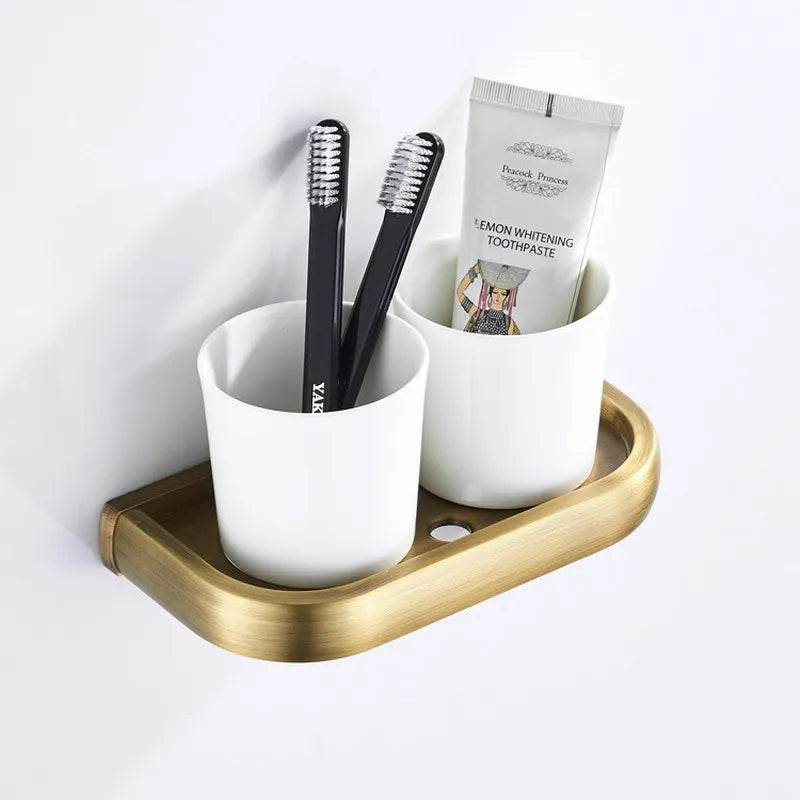 Bathroom Hardware Set Brushed Antique Brass Solid Copper-Based Metal
