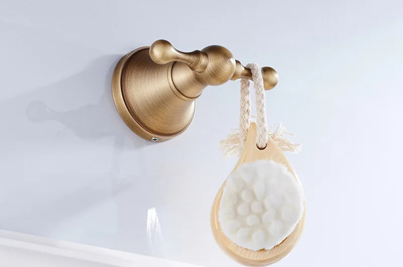 Bathroom Hardware Set Brushed Antique Brass Wall-Mounted 3-Piece