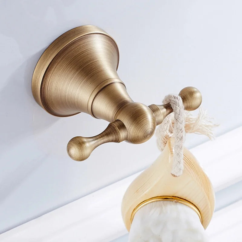 Bathroom Hardware Set Brushed Antique Brass Wall-Mounted 3-Piece