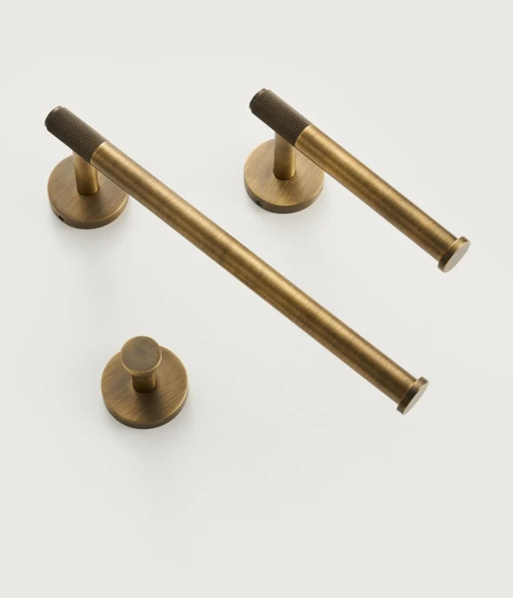 Bathroom Hardware Set Knurled Antique Bronze 3-Piece