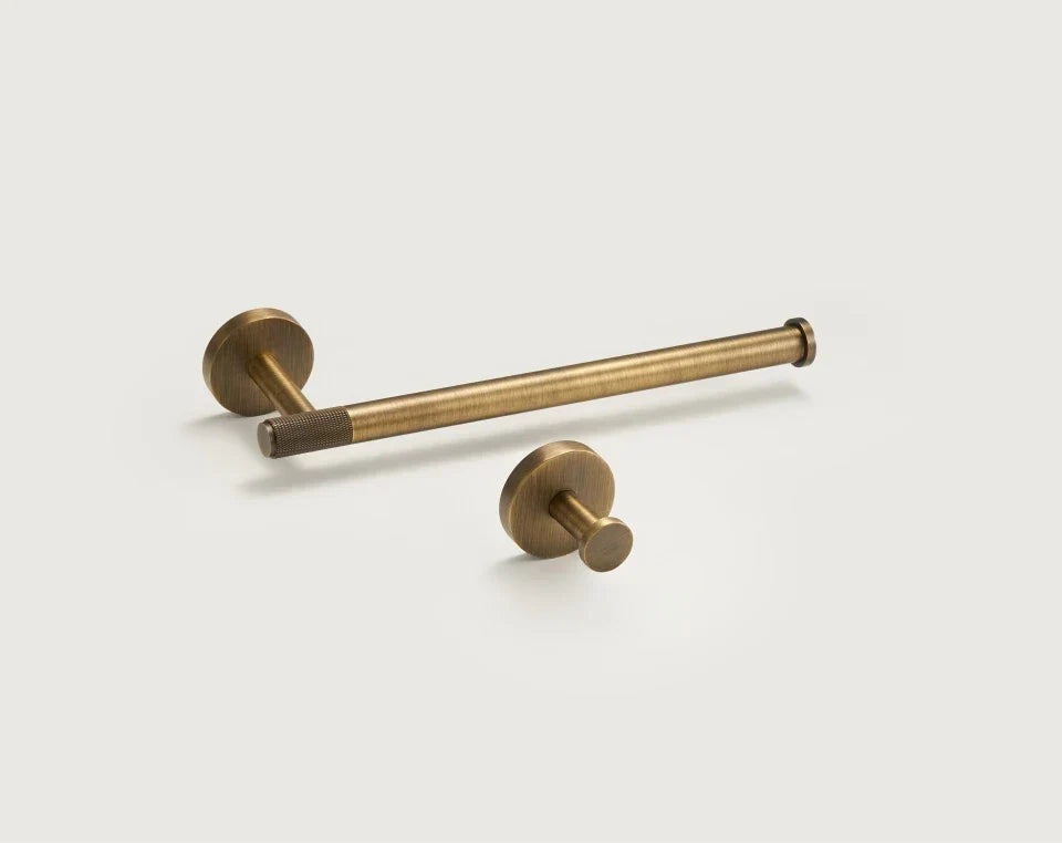Bathroom Hardware Set Knurled Antique Bronze 3-Piece