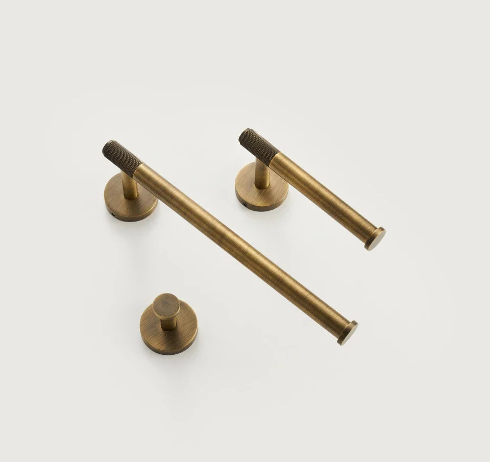 Bathroom Hardware Set Knurled Antique Bronze 3-Piece