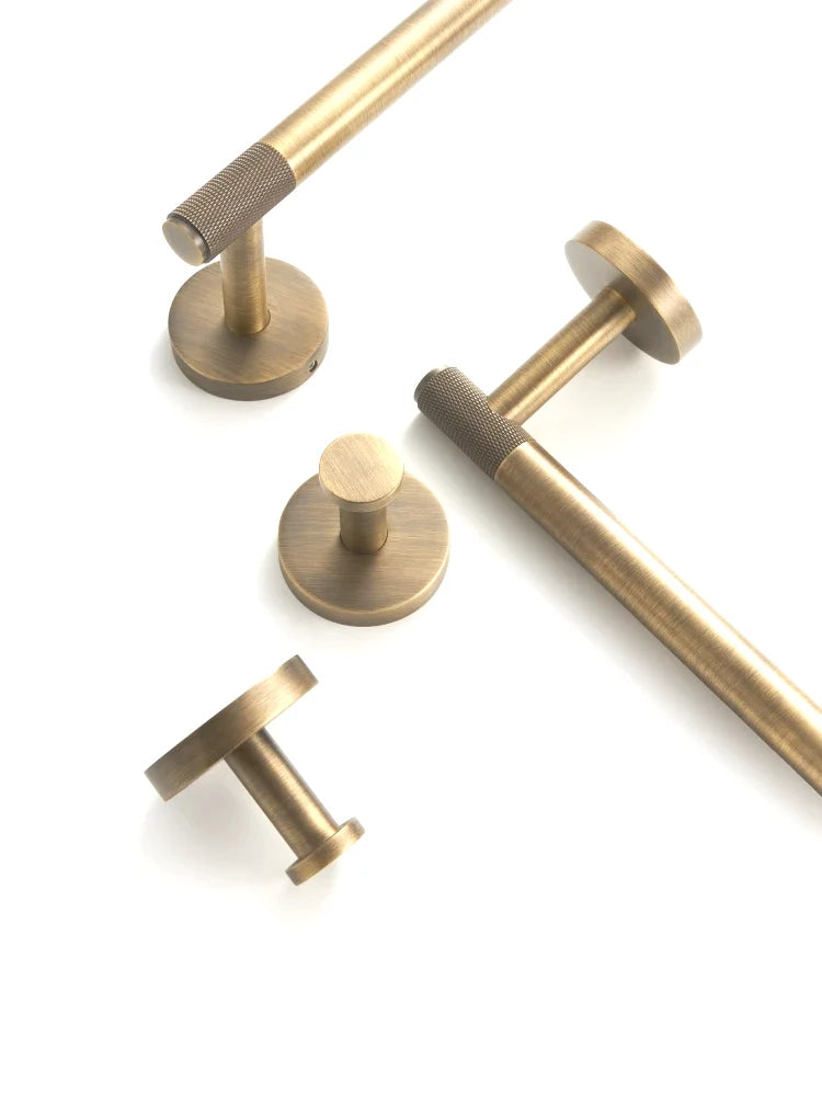 Bathroom Hardware Set Knurled Antique Bronze 3-Piece