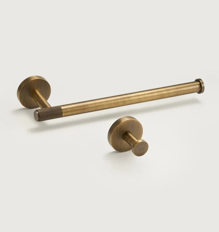 Bathroom Hardware Set Knurled Antique Bronze 3-Piece