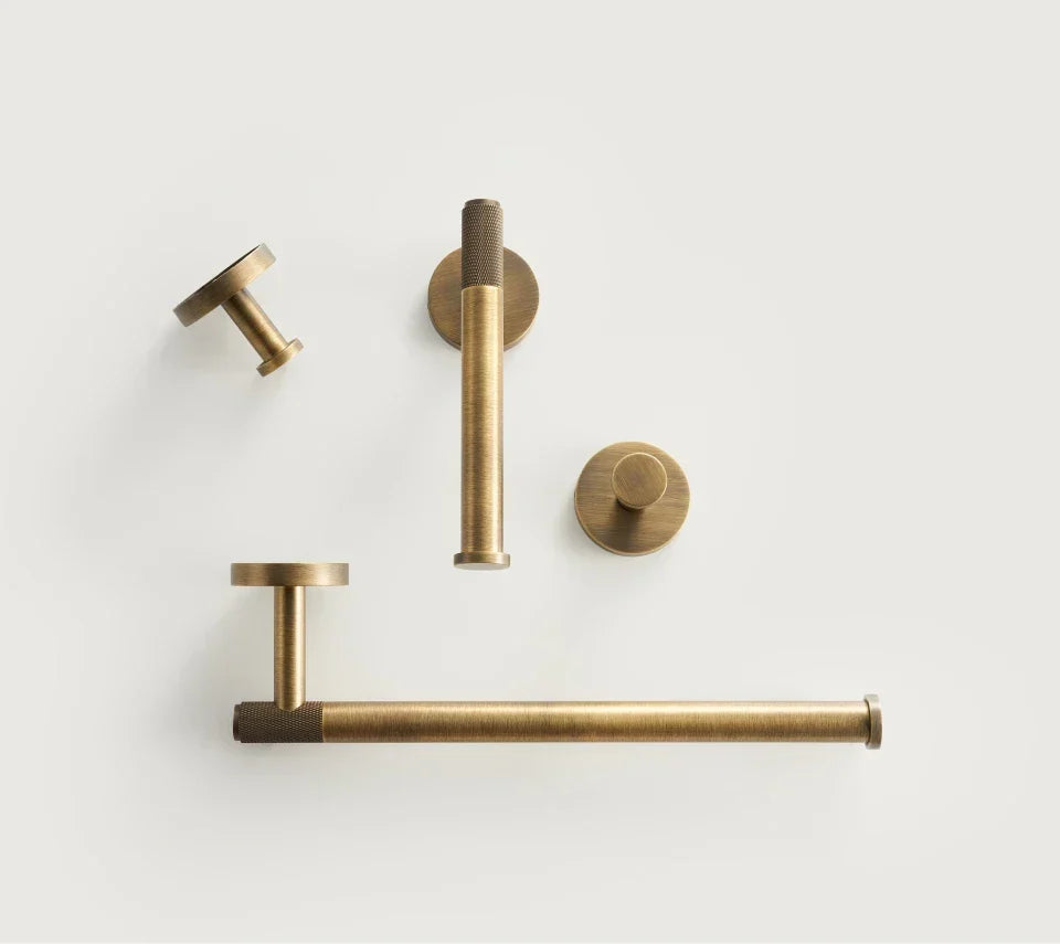 Bathroom Hardware Set Knurled Antique Bronze 3-Piece