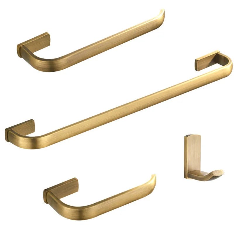 Bathroom Hardware Set Solid Metal Antique Brass 4-Piece