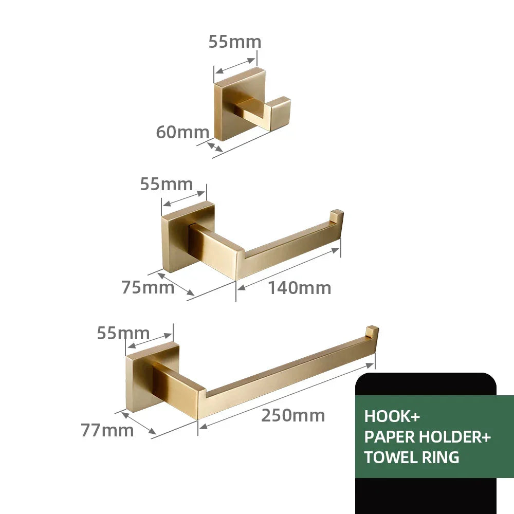 Bathroom Hardware Set Stainless Steel Brushed Matte