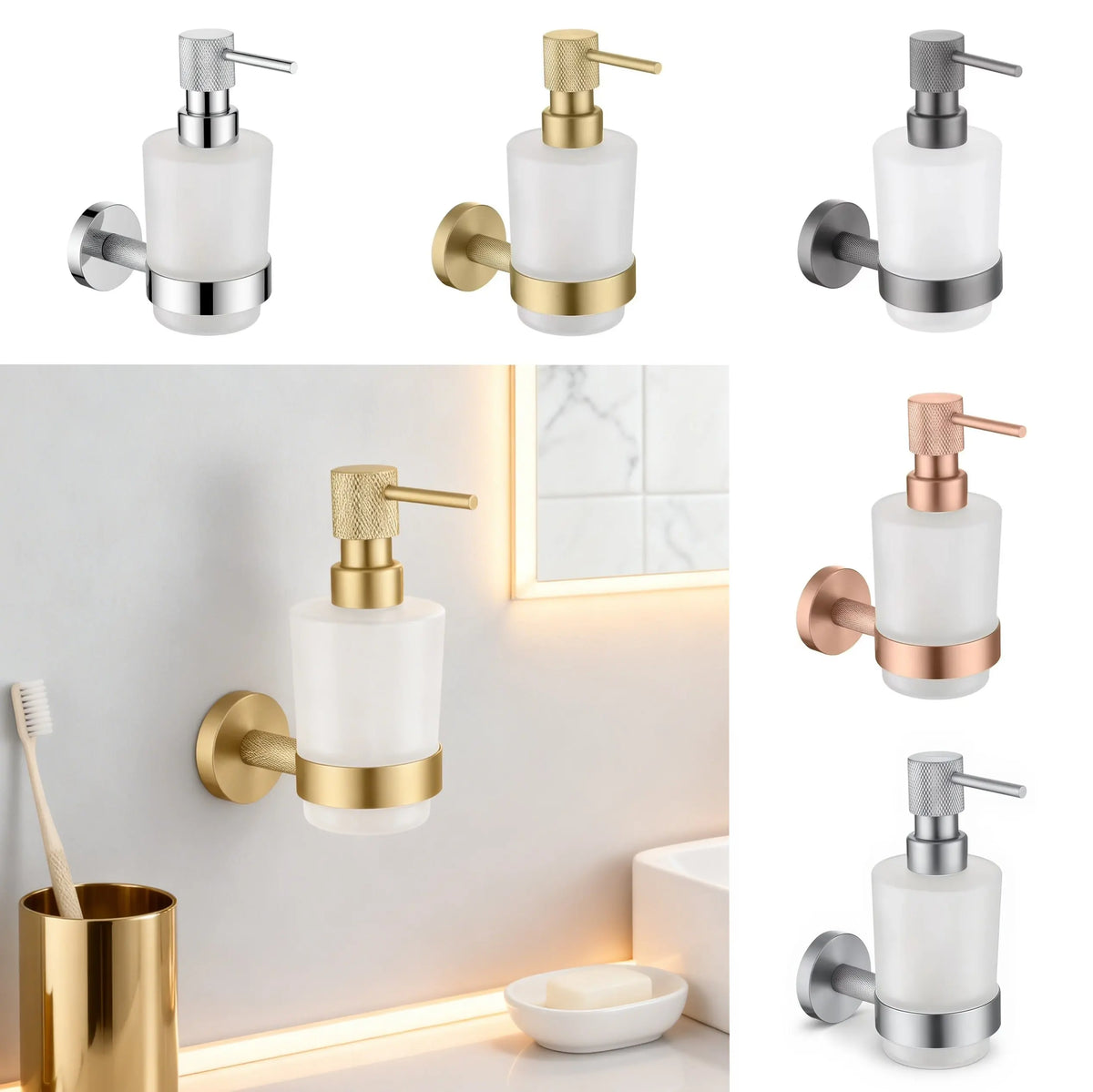 Bathroom Hardware Set Wall-Mount Stainless Steel & Copper