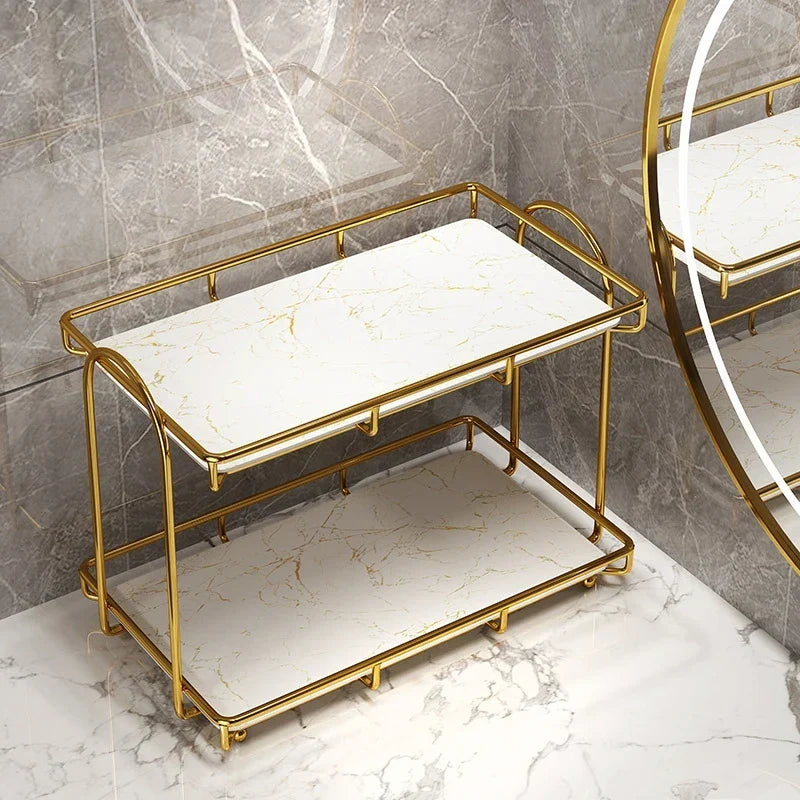 Bathroom & Kitchen Shelf Rust-Resistant Carbon Steel Double-Tier
