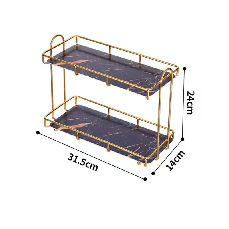 Bathroom & Kitchen Shelf Rust-Resistant Carbon Steel Double-Tier