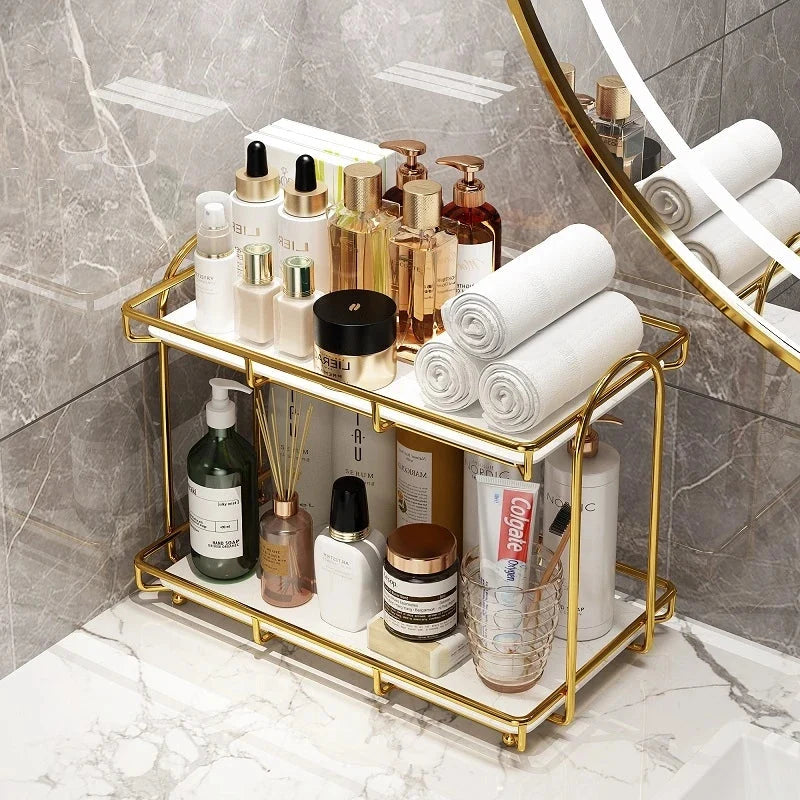 Bathroom & Kitchen Shelf Rust-Resistant Carbon Steel Double-Tier