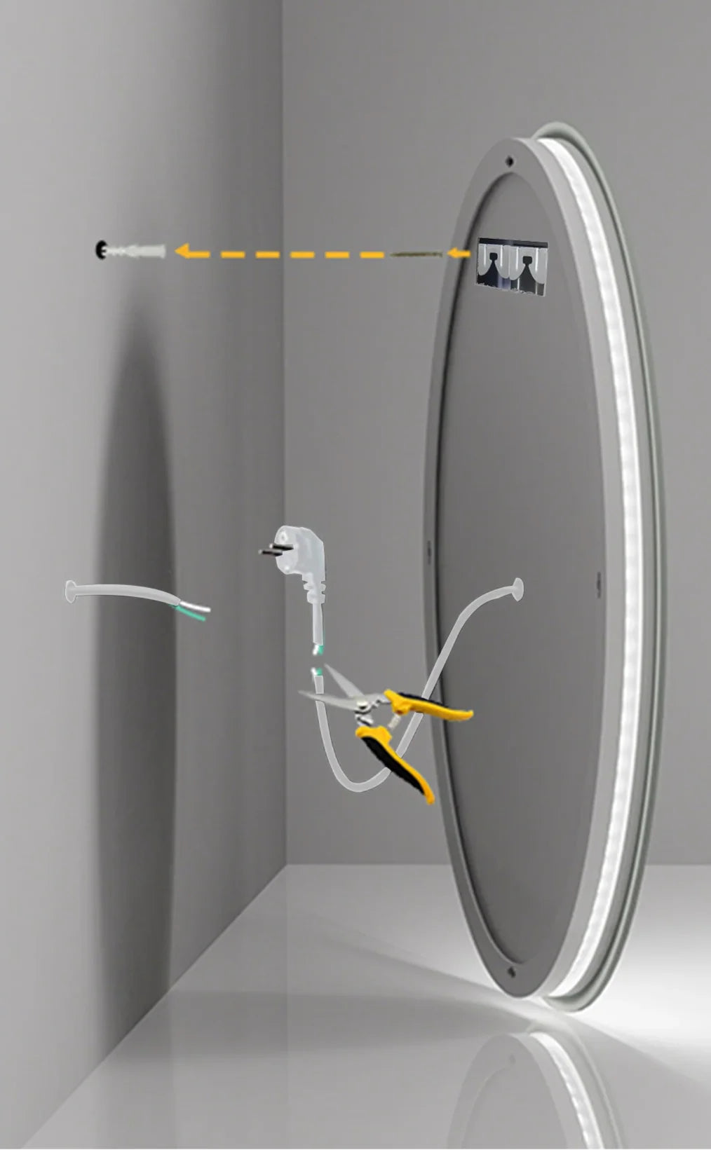 Bathroom Mirror Frameless Anti-Fog 3-Color LED