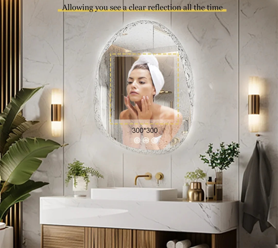 Bathroom Mirror Frameless LED Dimmable Touch Sensor Anti-Fog