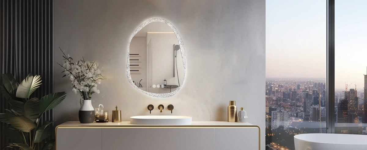 Bathroom Mirror Frameless LED Dimmable Touch Sensor Anti-Fog