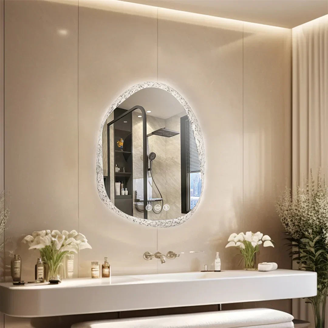 Bathroom Mirror Frameless LED Dimmable Touch Sensor Anti-Fog