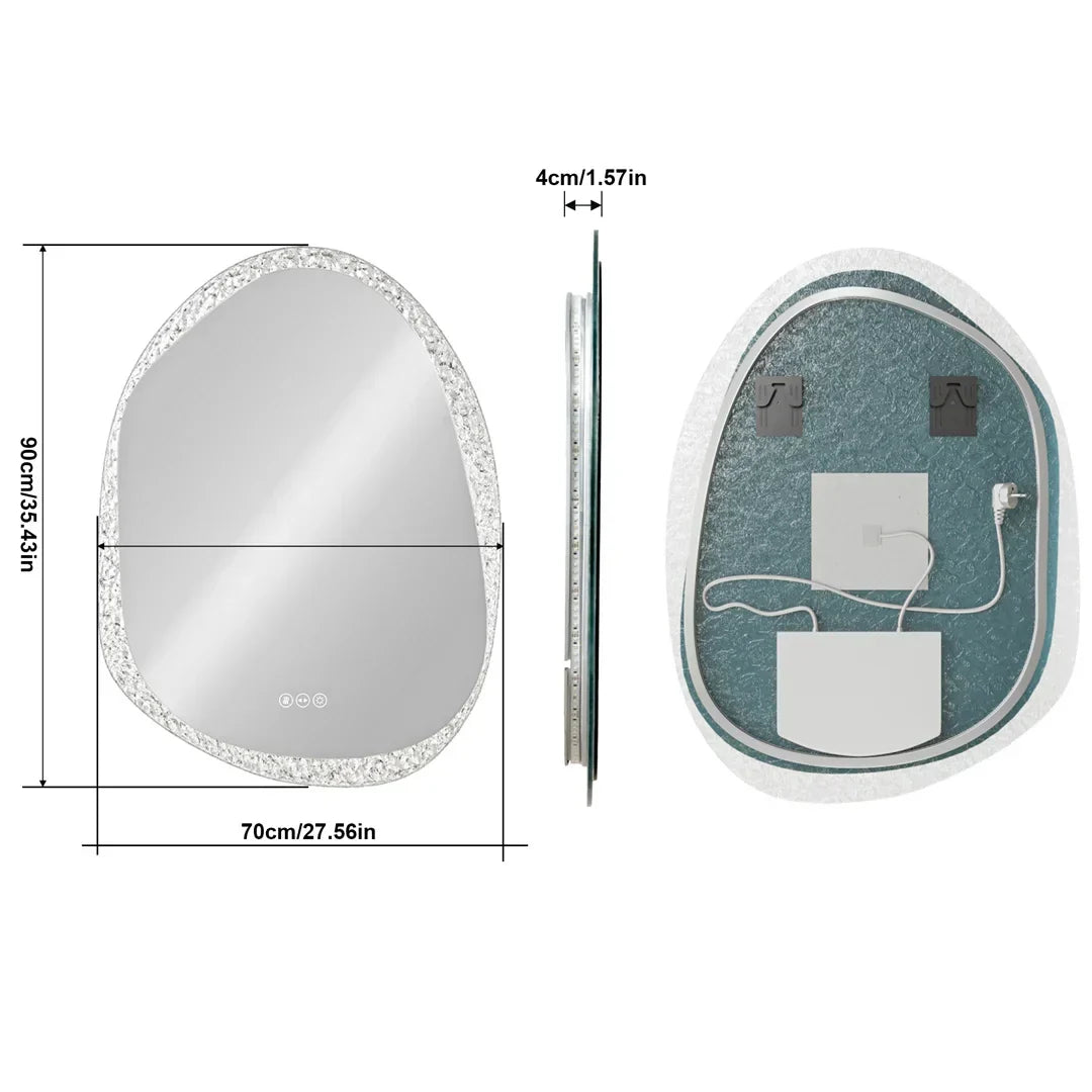 Bathroom Mirror Frameless LED Dimmable Touch Sensor Anti-Fog