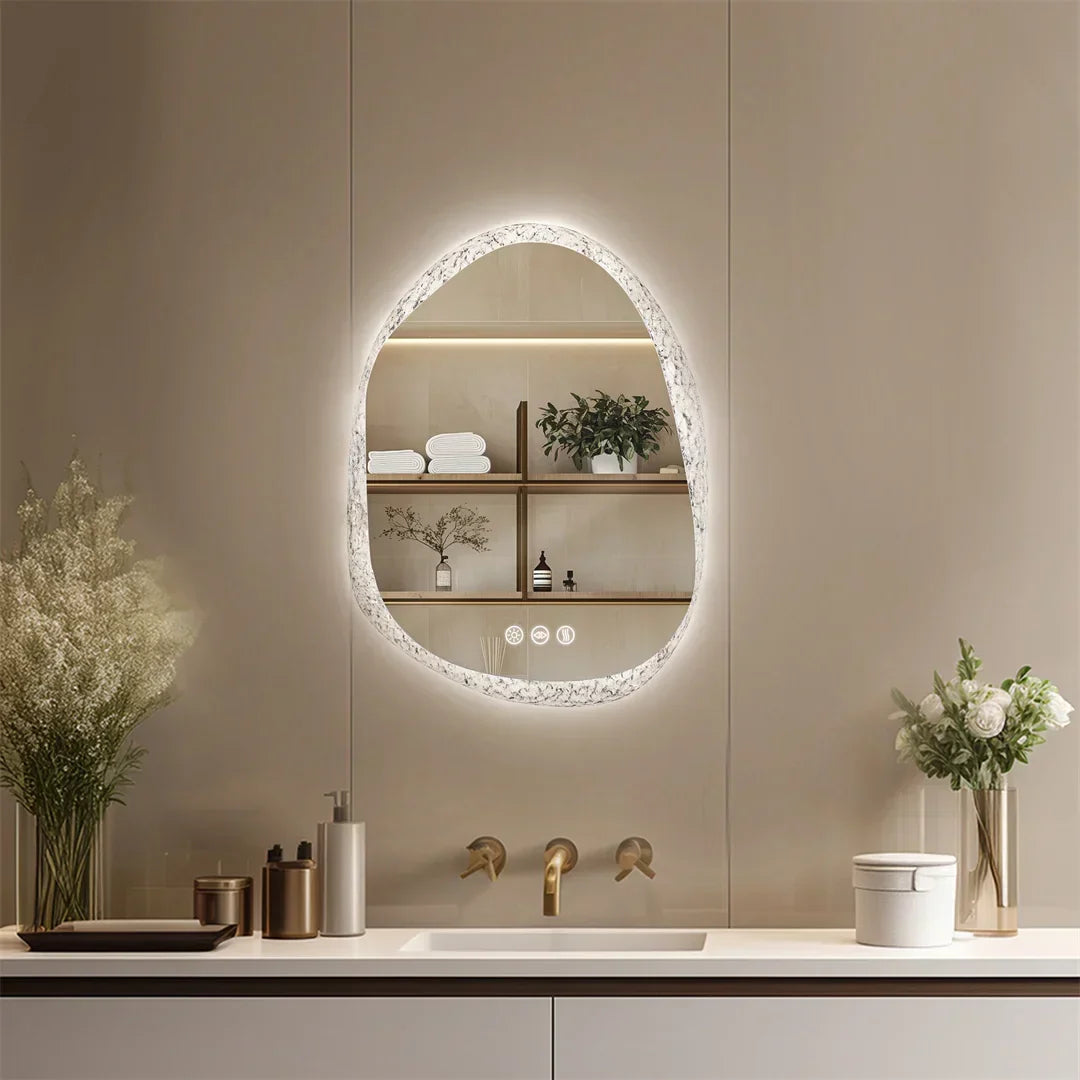 Bathroom Mirror Frameless LED Dimmable Touch Sensor Anti-Fog