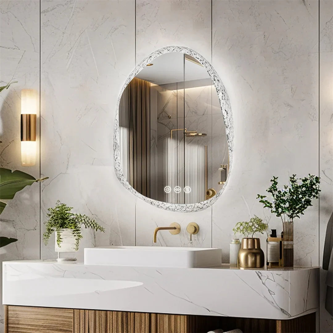 Bathroom Mirror Frameless LED Dimmable Touch Sensor Anti-Fog