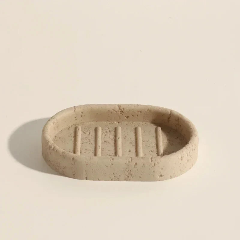 Bathroom Set Limestone-Look Ceramic Three-Piece