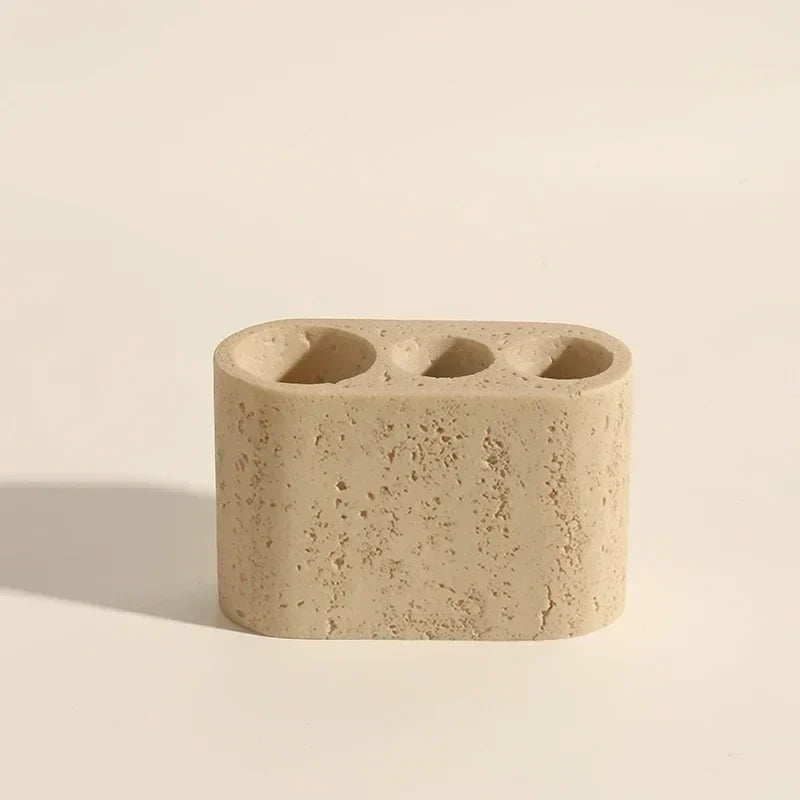 Bathroom Set Limestone-Look Ceramic Three-Piece